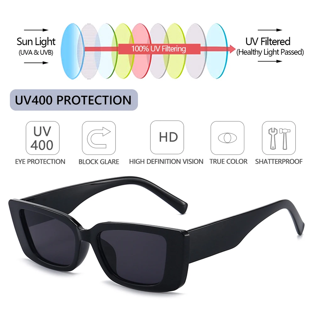 

Women Fashion Rectangle Sunglasses Ins Popular Travel Eyewear UV 400 Protection Narrow Square Frame Driving Glasses 2021 New