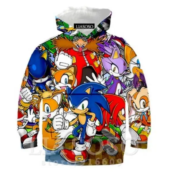 picture color Sonic 3D Модный пуловер худи Повседневная Толстовка с длинными рукавами 3D Одежда для мальчиков и девочек тонкий стиль детский свитер с героями мультфильмов - Цвет: picture color