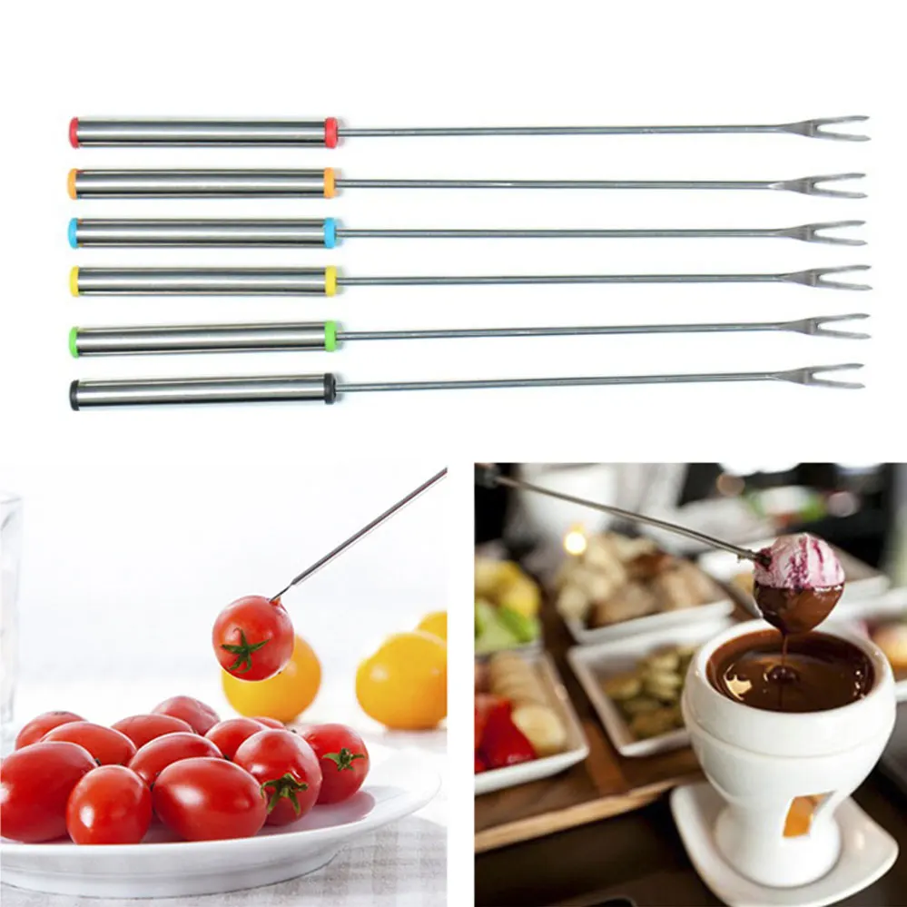 Лучший 6 шт./компл. Нержавеющая сталь вилка для шоколада горячий горшок вилки сыр