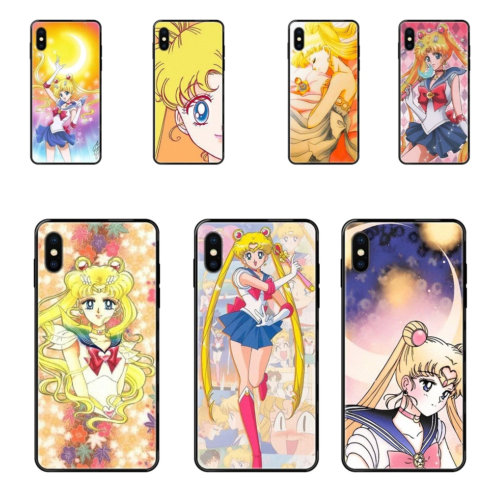 Sailormoon мультфильм аниме для Xiaomi Mi Note A1 A2 A3 5 5s 6 8 9 10 SE Lite Pro Ультра Черный Мягкий Топ