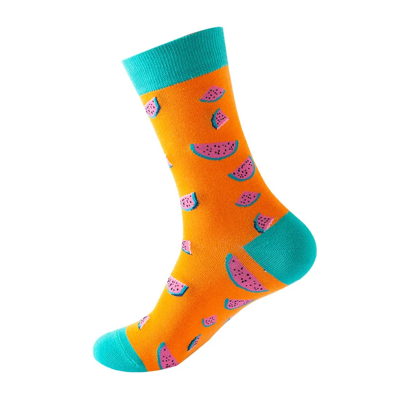 

YSDNCHI Fashion Harajuku Colorful Fruit Printed Fashion Harajuku Colorful Socks Women Happy Funny Art Cute Spring Gift Winter