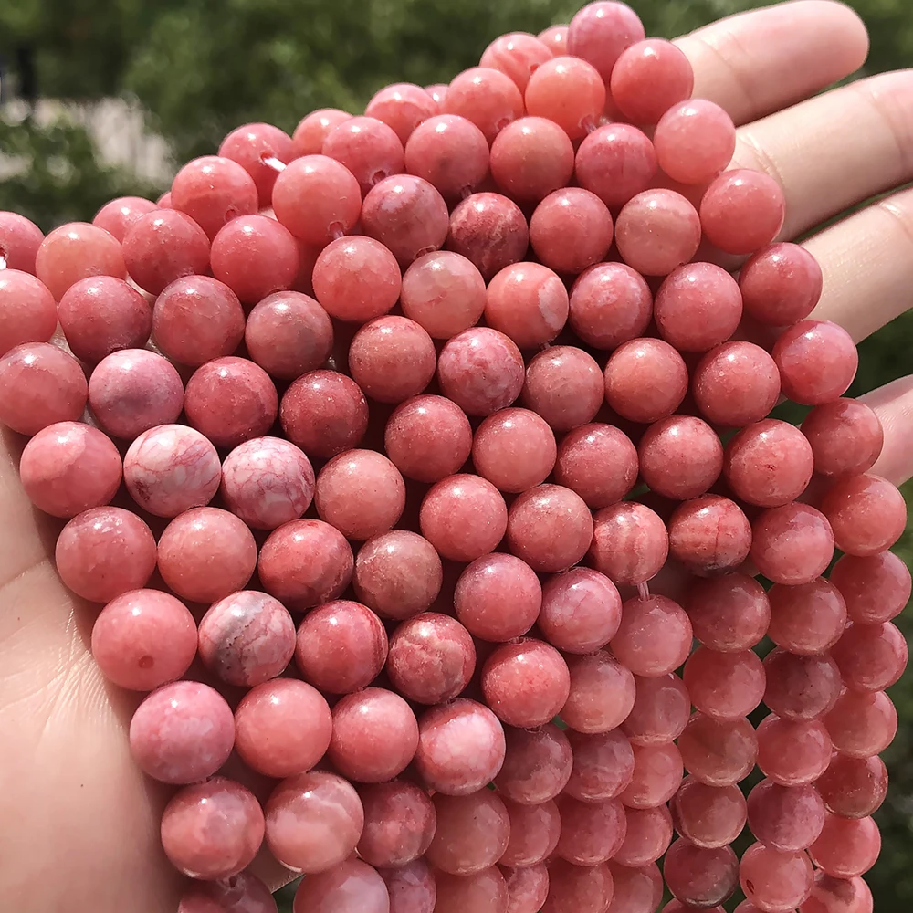 

Бусы из родохрозита из натурального камня, круглые бусины-разделители россыпью для изготовления ювелирных изделий, 6/8/10 мм, аксессуары «сде...