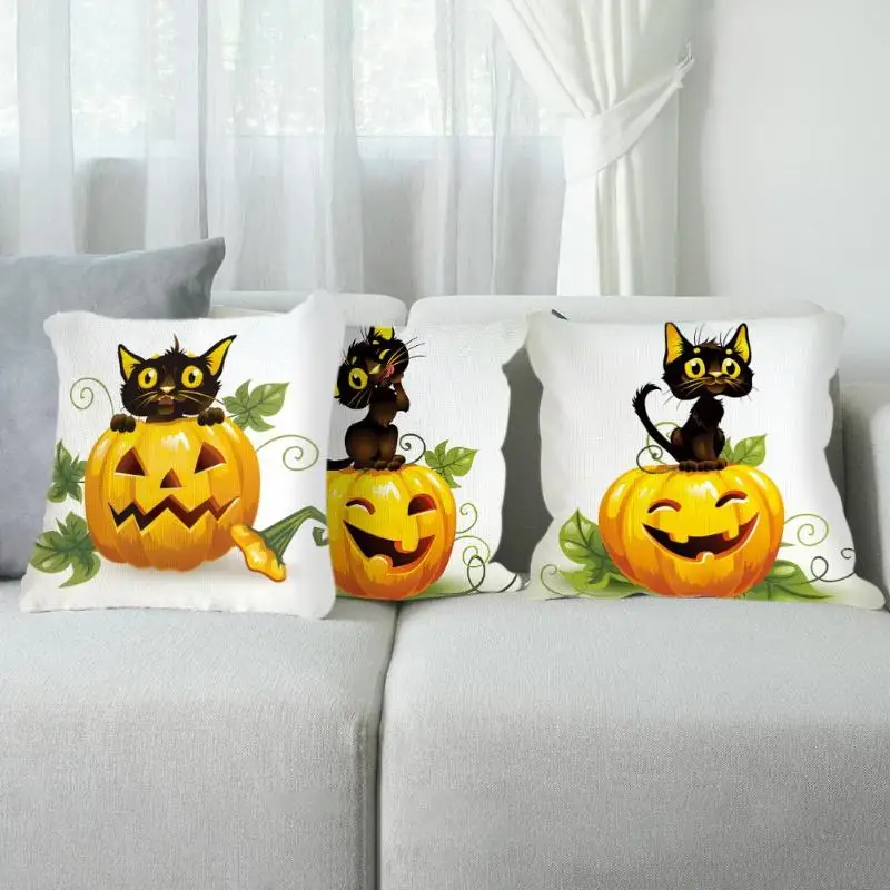 Originality Halloween Pumpkin Black Cat Pillowcase Sofa Decorative Cushion Cover Strong Practicability Easy to Clean Home Decor | Дом и сад