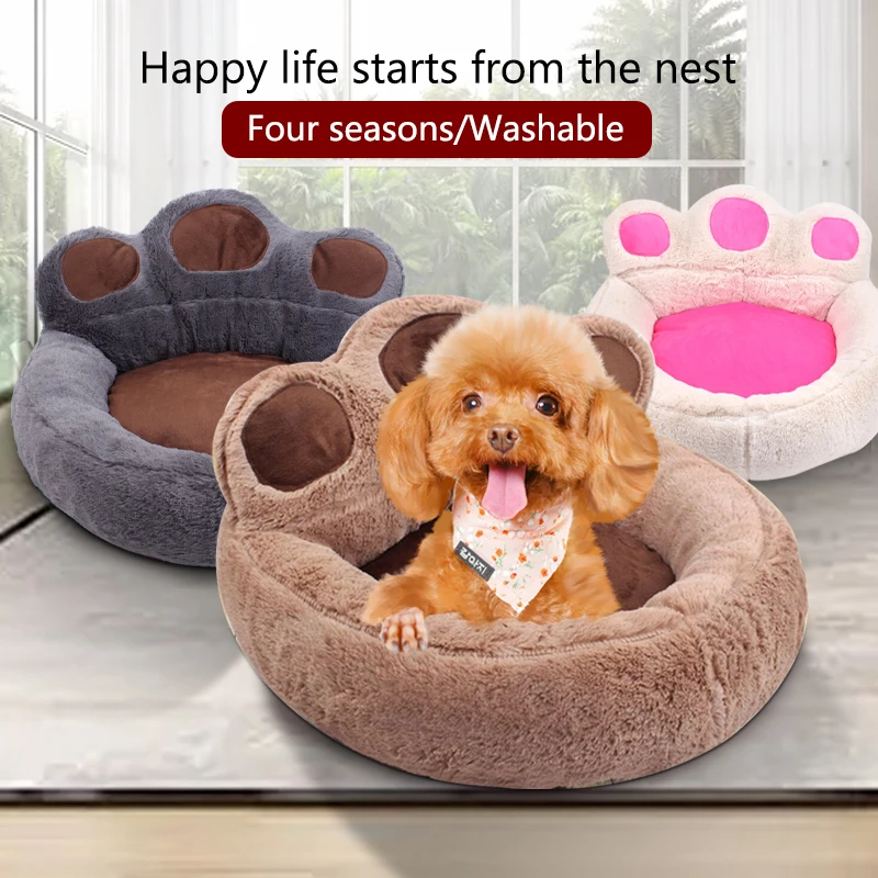 

Lovely Cat Paw Shape Cat Beds House Soft Pet Dog Bed Warm Dog Sofa Plush Kennel Cozy Dog Cushion Mat Puppy Sleeping Sofa