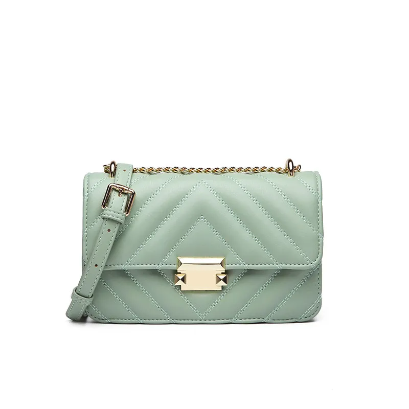 

Elegant Chain Diamond Pattern Female Bag 2021 New Fashion All-match Ins Messenger Shoulder Women Bag Chain Small Square Bag