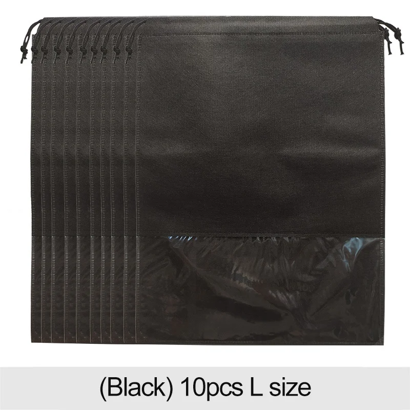 L-Black Органайзер для шкафа, Нетканая сумка для хранения обуви, переносная сумка для путешествий, водонепроницаемая сумка с карманом для одежды, сумка для хранения 10 шт - Цвет: L-Black