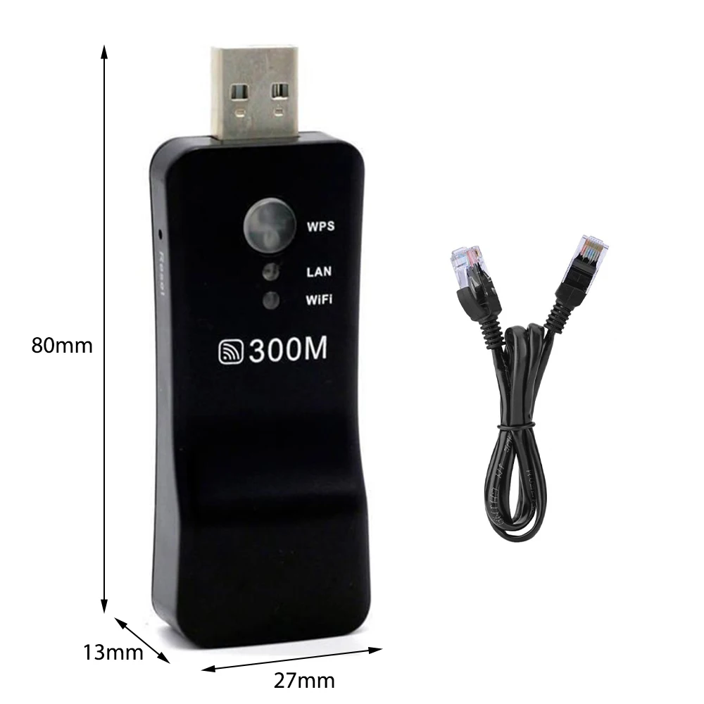 

USB Wifi Adapter Wireless TV Network Repeater WPS 300Mbps RJ-45 Network Cable Signal Amplifier for MAC PC Laptop HDTV