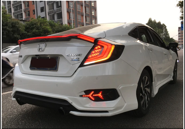 Светодиодный красный Копченый задний фонарь для Honda Civic 10th хвост светильник s 2016