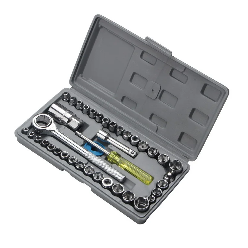 

40PCS Auto Motorcycle Repair Tool Box Precision Socket Car Wrench Set Sleeve Screwdriver Kit Car Repair Tool Kit 1/4"&3/8" Drive