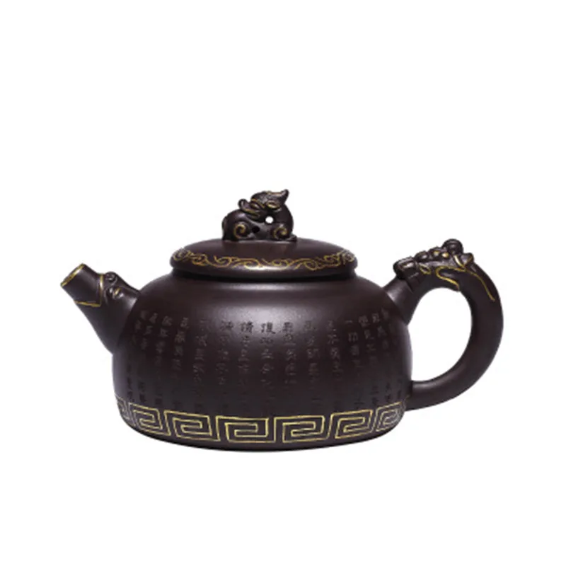 310 cc Authentic Yixing Raw Ore Old Purple Clay Teapot Hand-painted Gold Zisha Tea pot | Дом и сад