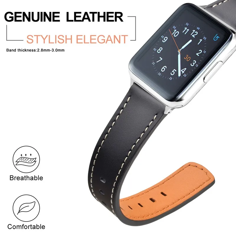 Anbeer 18mm 19mm 20mm 21mm 22mm Watch Band, Quick Release Genuine Leather Replacement Strap