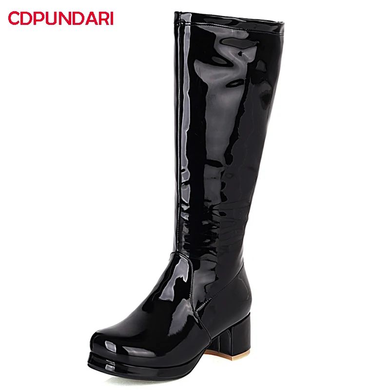 

Lolita Shoes Platform Calf boots Women Autumn Winter Med Heels Japanese Style Long Boots Black White Bottes Plateforme Femme