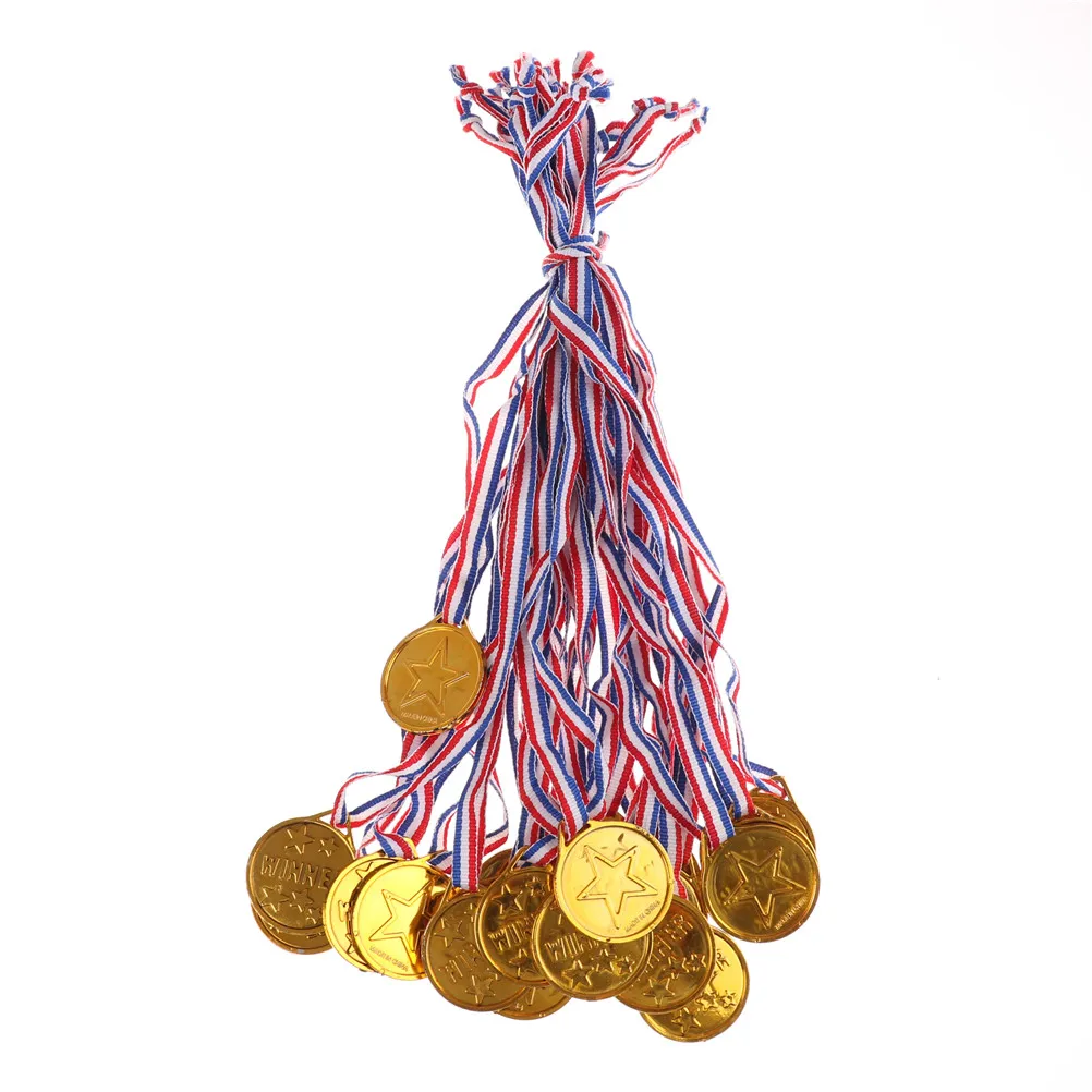 

20pcs affordable Plastic Children Gold Winners Medals Kids Game Sports Prize Awards Toys Party Favor