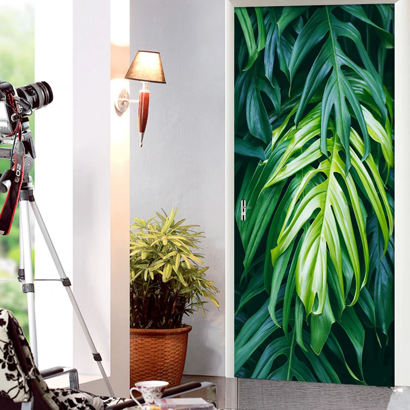 Самоклеящаяся Водонепроницаемая наклейка на дверь из ПВХ 3D зеленый банановый