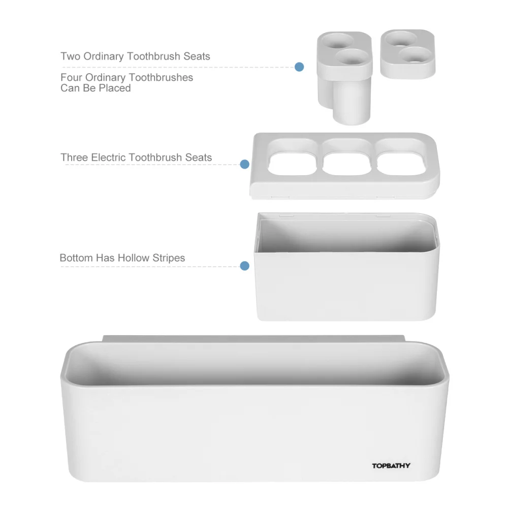 

TOPBATHY 1PC Multifunctional Toothbrush Holder Wall Mounted Drilling Storage Organizer for Bathroom Home