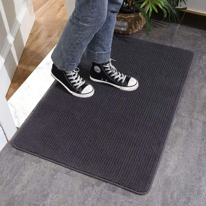 

Hot-selling Entrance Door Solid Color Simple Striped Floor Mat Bathroom Bathroom Entrance Water-absorbing Non-slip Foot Mat