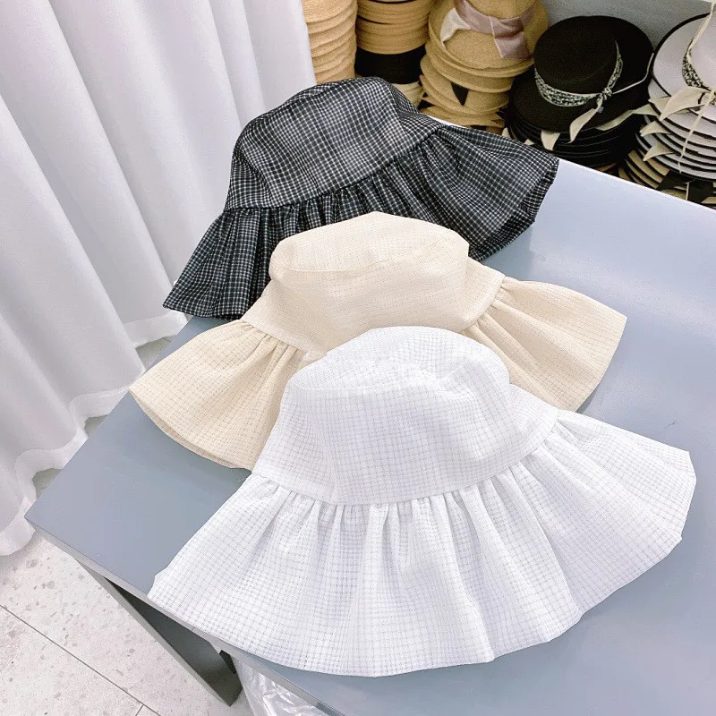 202105-zhonyi new spring summer fold big brim plaid sunshade leisure  lady bucket cap women   fishermen hat