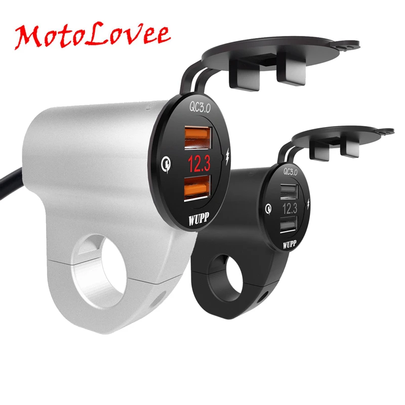 Motolovee металлическое 12 В мотоциклетное водонепроницаемое зарядное устройство QC3.0