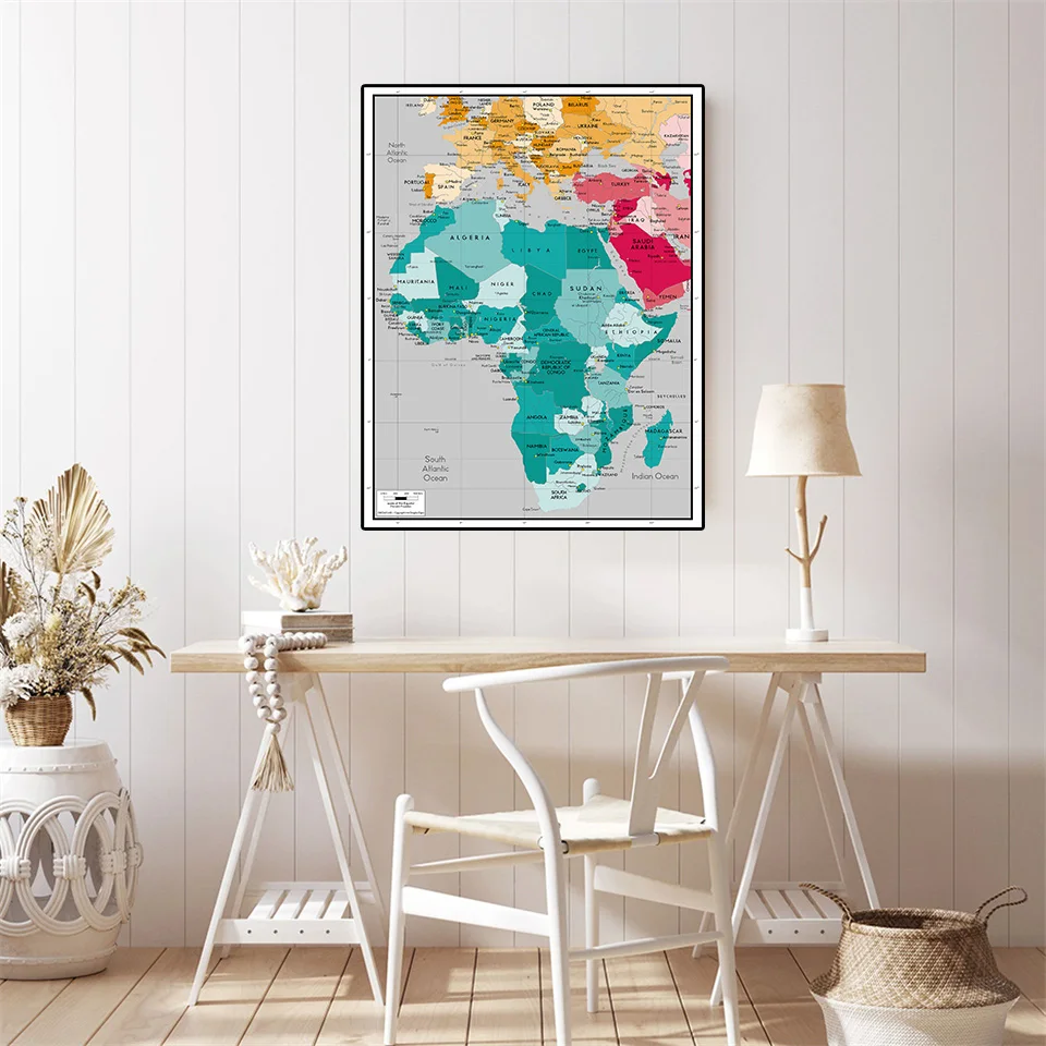 

42*59cm The Africa Map Small Poster for Travel Gift Wall Decor Canvas Painting Living Room Home Decoration School Supplies