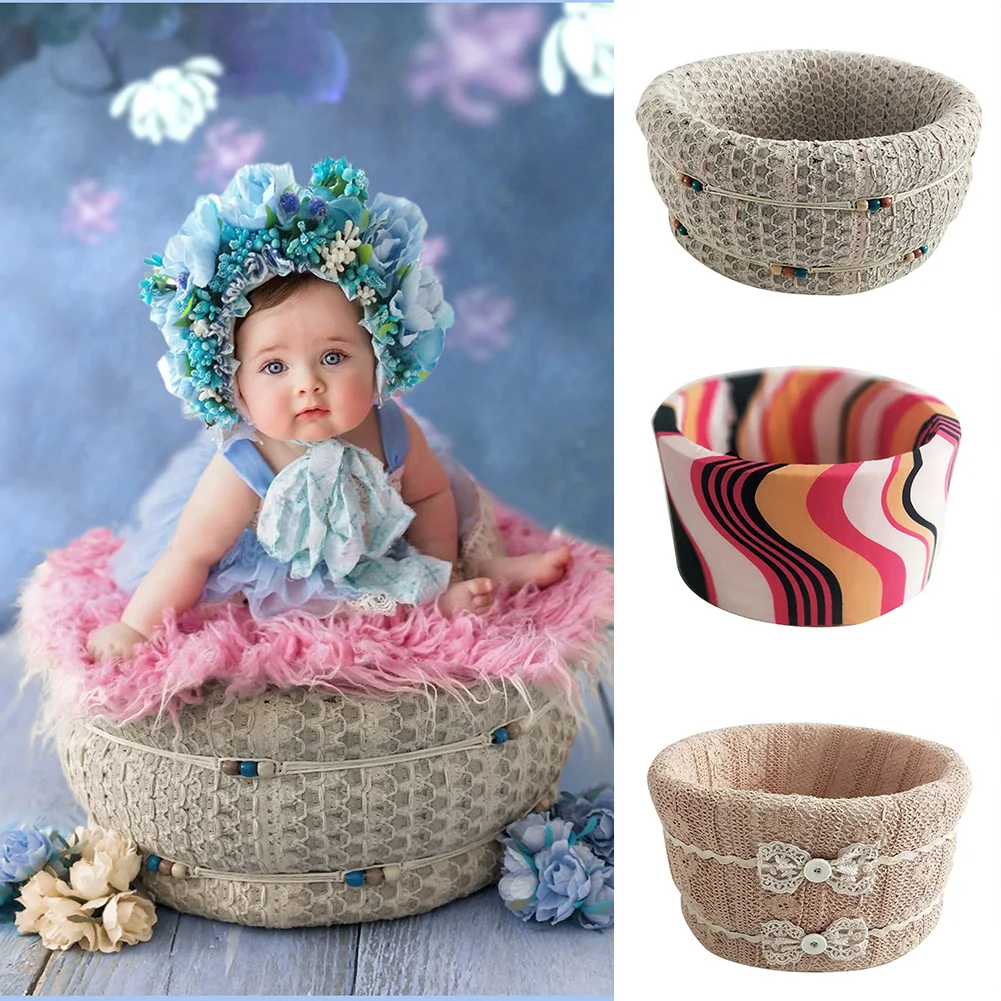 

Styling Foam Cotton Photography Basket Props Exquisite Shower Gift Accessories Baby Newborn Birthday Frame Small Round Gift