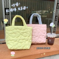 quilted flower women small shoulder bags vintage plaid ladies lunch bento handbags candy color student girl portable storage bag