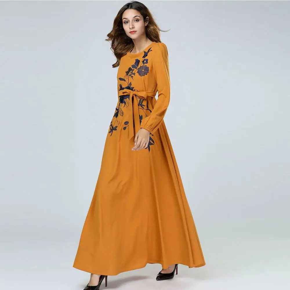 Новинка 2019 г. вышитая Цветочная мусульманская Абая Арабская Мода mAh халат syari