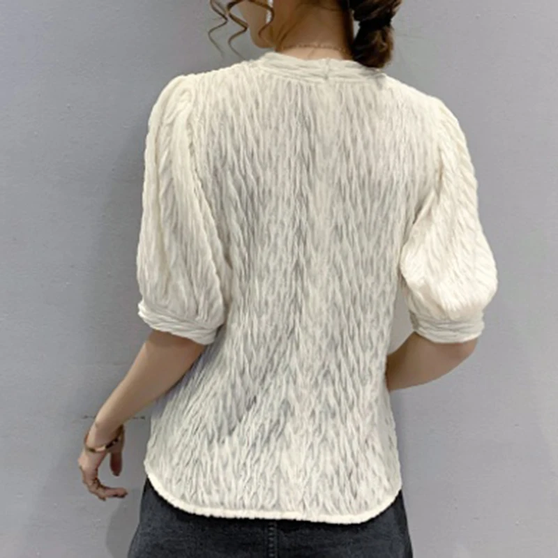 

GALCAUR Korean Casual T Shirt For Women O Neck Half Sleeves Slim Fit Elegant T Shirts Female 2021 Summer Fashion New Clothing