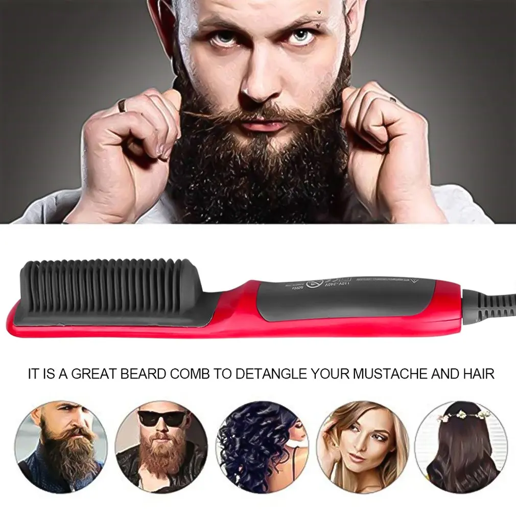 

Hair Straight Electric Hair Straightener Steam Hot Comb Beard Straightener Styler Brush Hair Styling Tools
