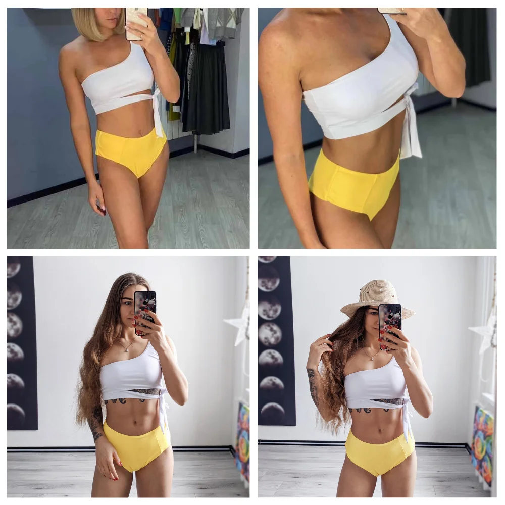 

Bikini Swimsuit Women Push Up Bikini Set Sexy One Shoulder Beachwear Summer Leopard Bathing Suit High Waist Swimwear Women 2021