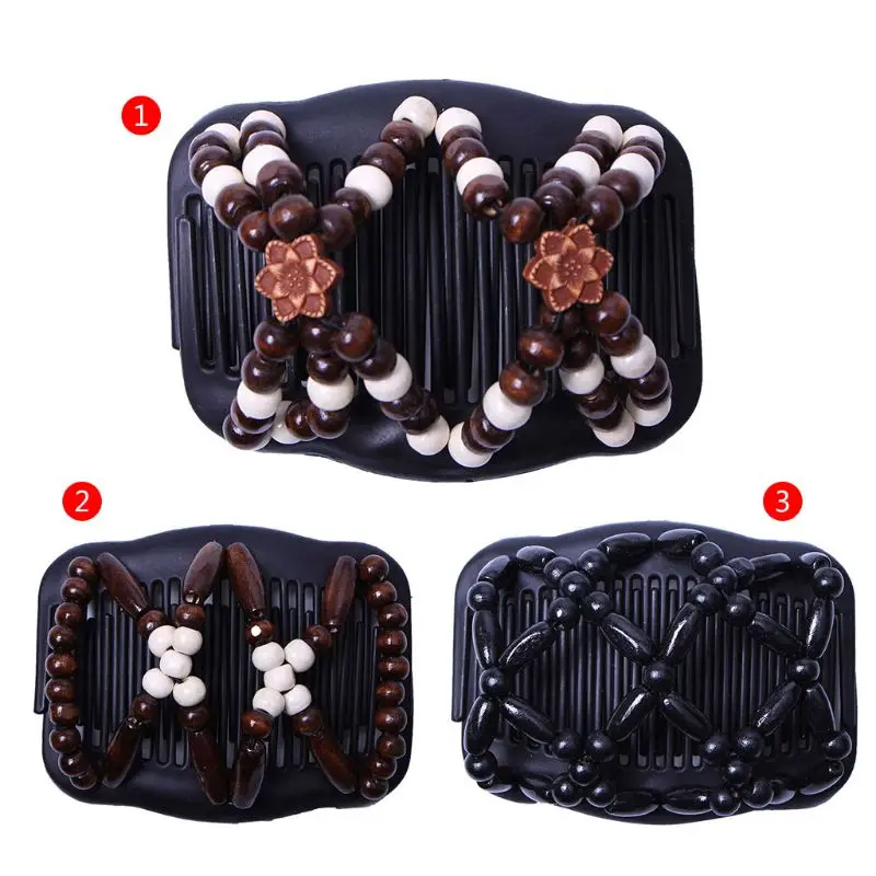 

Волшебная Расческа с цветочным рисунком EZ Updo Женская эластичная двойная заколка для волос с бисером для девочек
