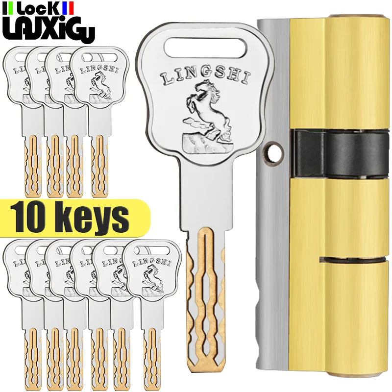 

European American standard anti-theft door lock core Gate lock living room door lock cylinder stainless steel brass lock 10 keys