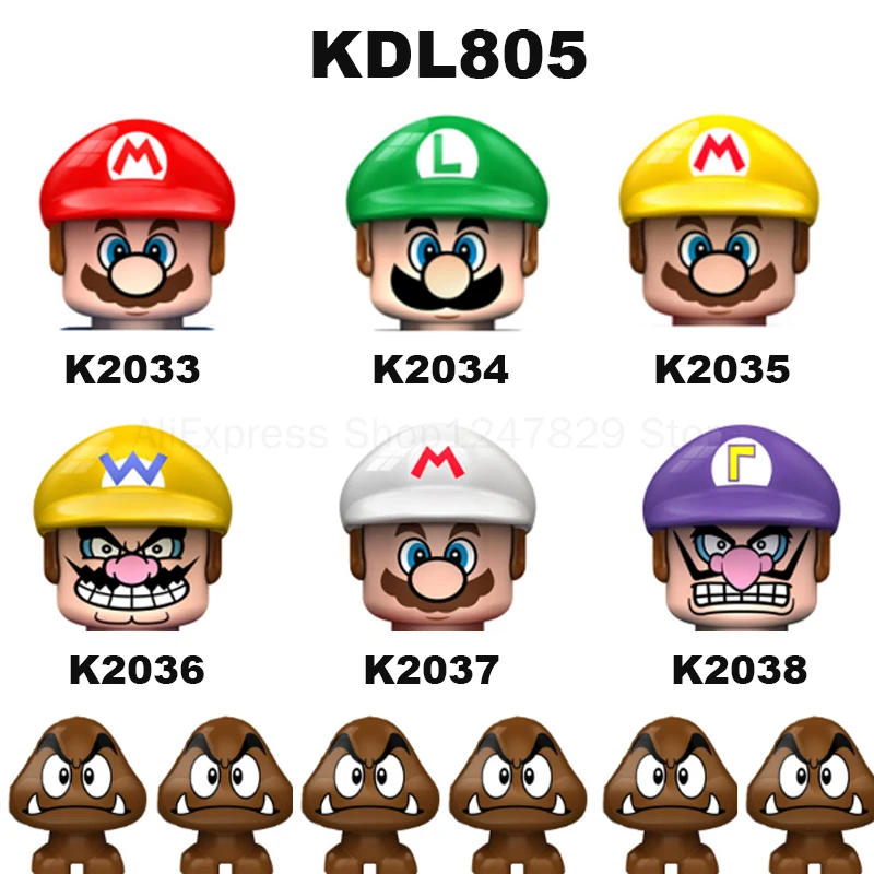

2021 Marioe Accessories Head Cute Cartoon Anime Game Toys Building Blocks Girl Children Birthday Holiday Gifts K2033 K2034