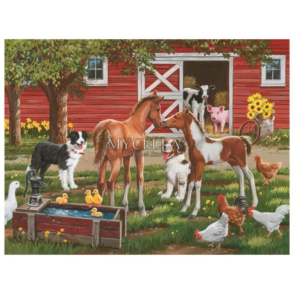 5d алмазная живопись сделай сам животные искусство вышивка собака ферма лошади