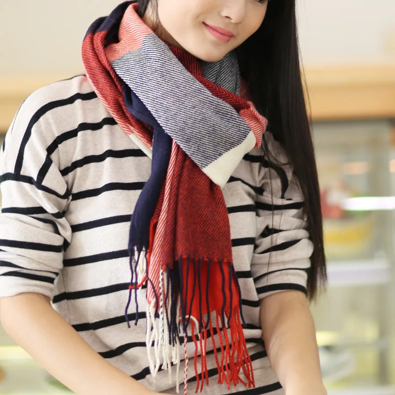 

Scarf Female Student Korean Version of Japanese Plaid Tassel Scarf As A Gift for Her Classmates Best Friend Winter Warm Warm Sca