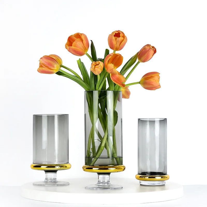 

Light Luxury Golden Combination Transparent Glass Vase Flower Vase Flowers Ins Simple Floral Flowe table decoration