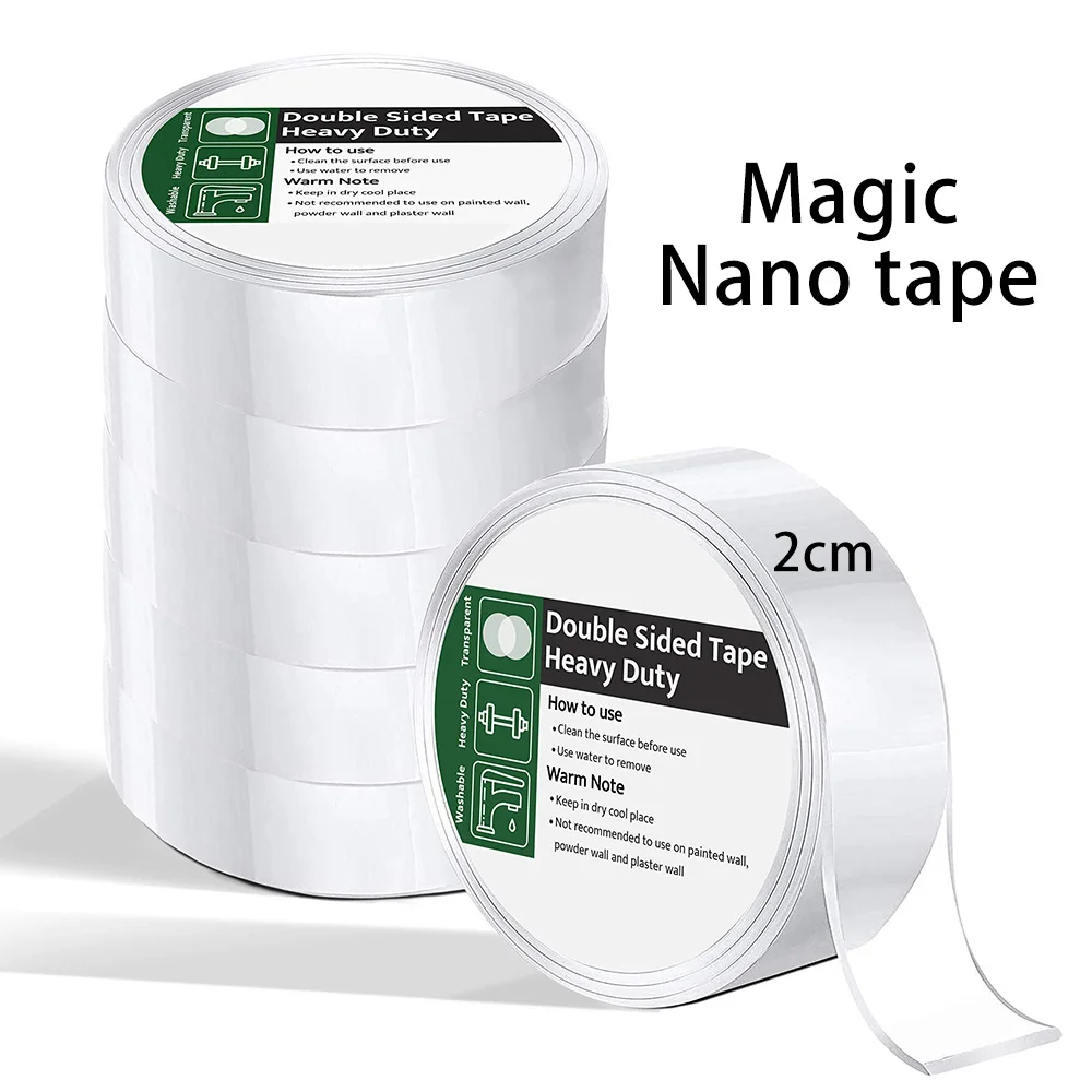

1M/3M/5M Double Sided Adhesive Nano Tape Home Band Transparent Reusable Adhesive Nano Magic Tape Cleanable Waterproof