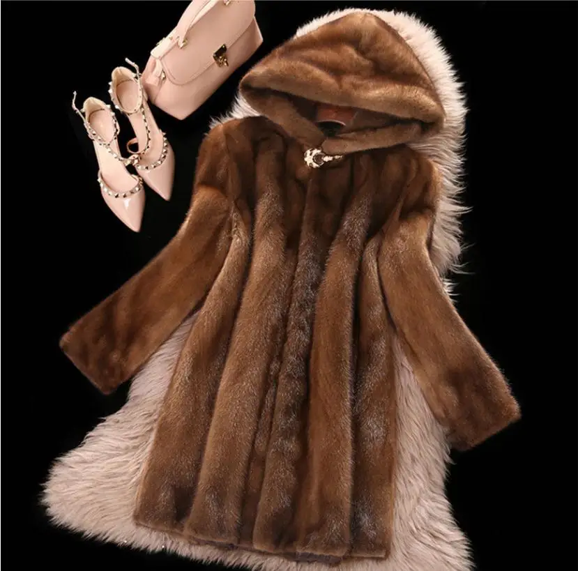 Women mink coats female mink fur coat genuine long fur coat ladies winter clothes oversize 6xl 5xl 7xl Imitation fur coats enlarge