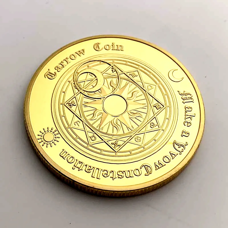 Таро на удачу золотая монета искусство металлическое ремесло гадание солнце
