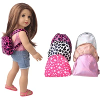 18 inch american doll girls backpack leopard print laser bag pu soft waterproof born baby toys accessories fit 43 cm boy dolls