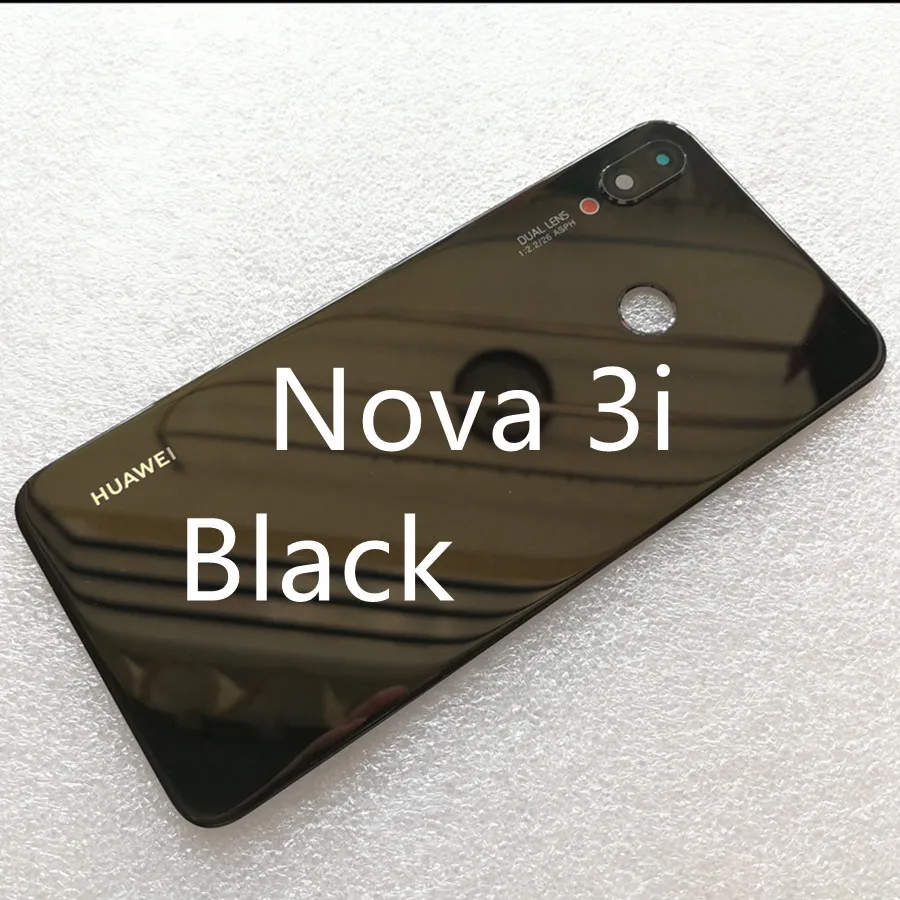Для huawei Nova 3 крышка батареи Задняя стеклянная задняя дверь корпус чехол для huawei Nova 3i крышка батареи с объективом камеры Замена - Цвет: Nova 3i Black