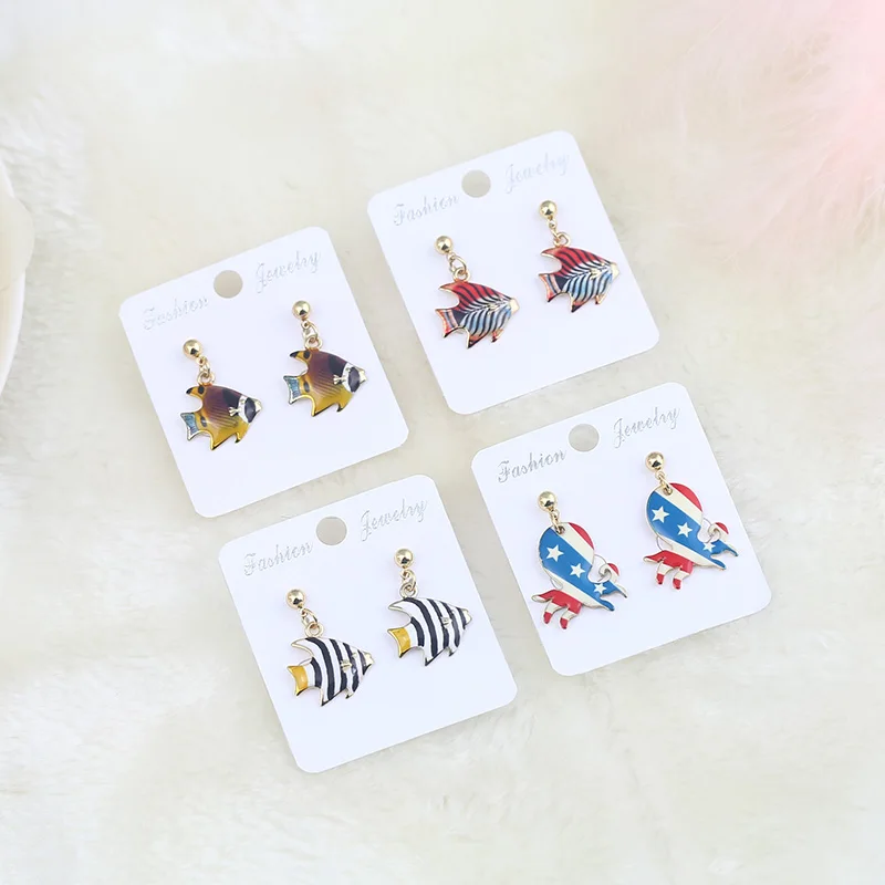 Новые модные креативные тропические серьги рыбки Мультяшные эмалевые