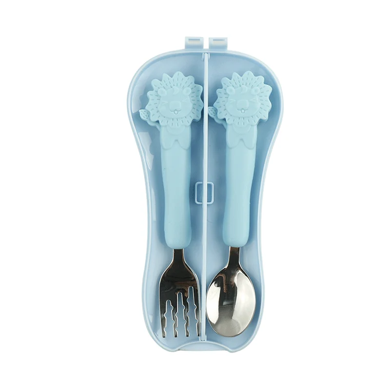 Детская ложка набор из нержавеющей стали и силикона для кормления детей вилка