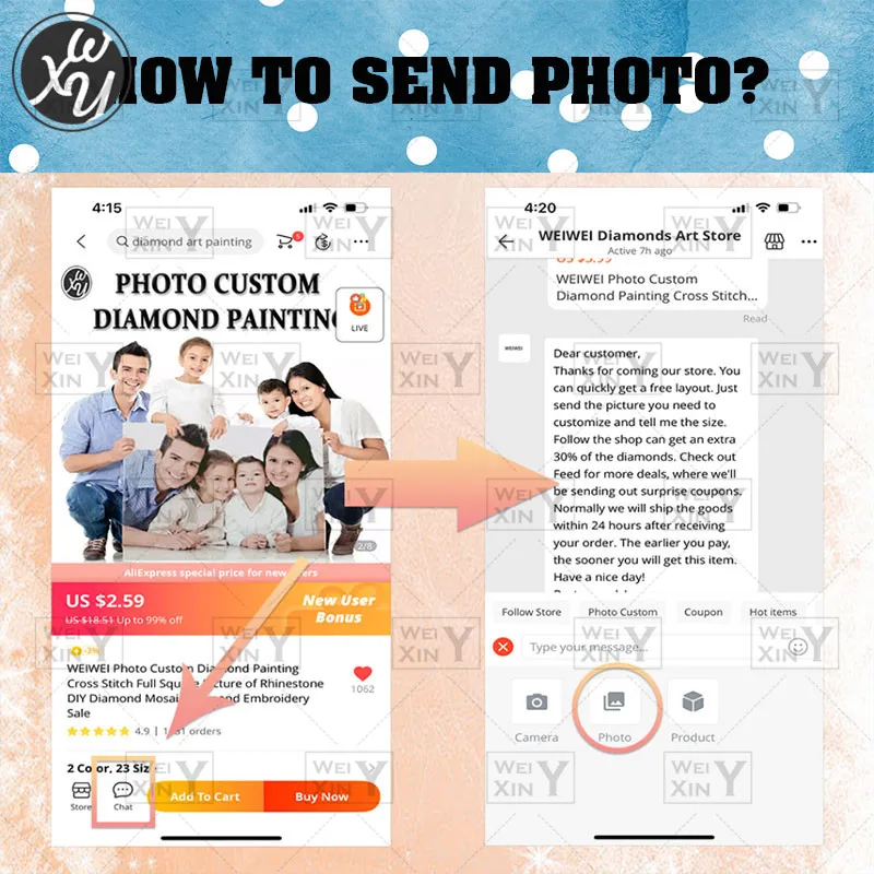 Фото на заказ 5D алмазная вышивка живопись полностью круглая квадратная стразы