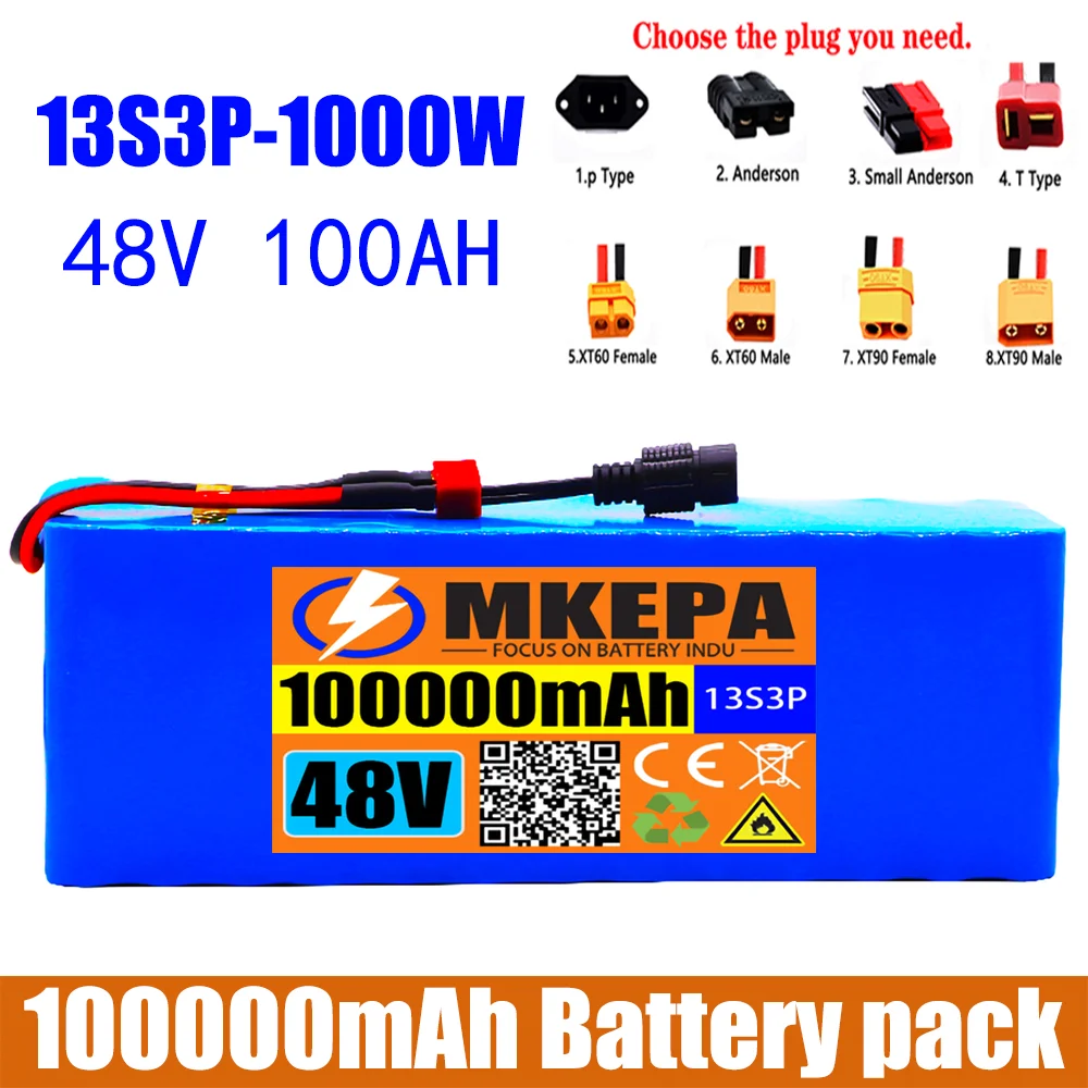 

MKEPA 48V 100000mAh 1000W 13S3P 18650 Lithium-ion Battery Pack with BMS
