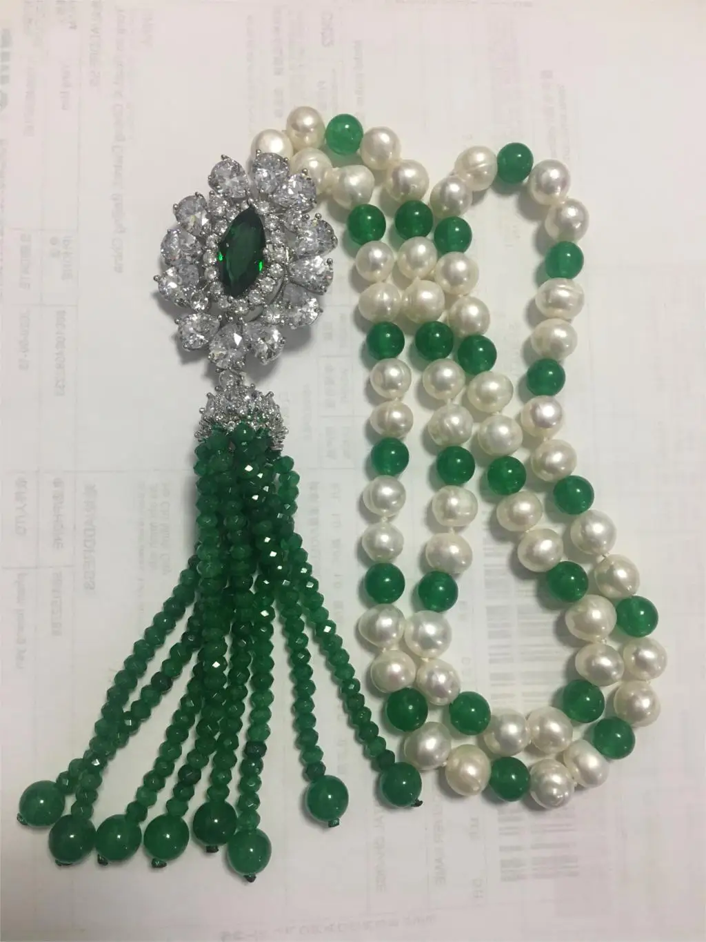 Длинное ожерелье-цепочка с натуральным пресноводным жемчугом 9-10 мм - купить по