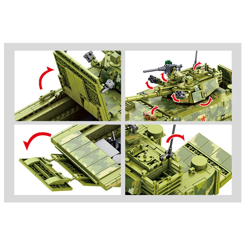 

1285PCS 05 Heavy Tank Urban Technology Military Building Blocks Soldier Military Weapon Digital Children's Gift