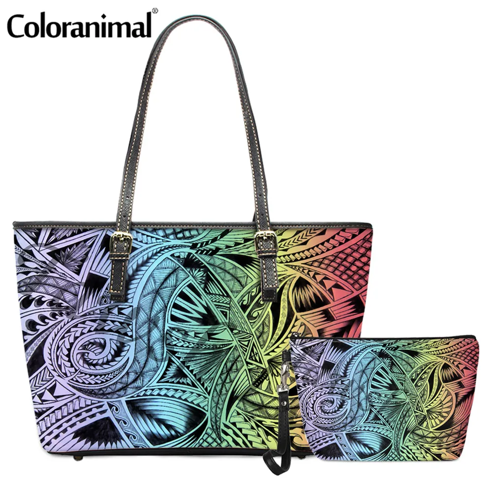 Coloranimal градиент Полинезия узор Для женщин сумка через плечо из искусственной