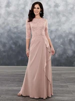 vintage dusty rose lace mother of the bride dresses 2021 latest boat neck half sleeves wedding guest gowns custom vestidos