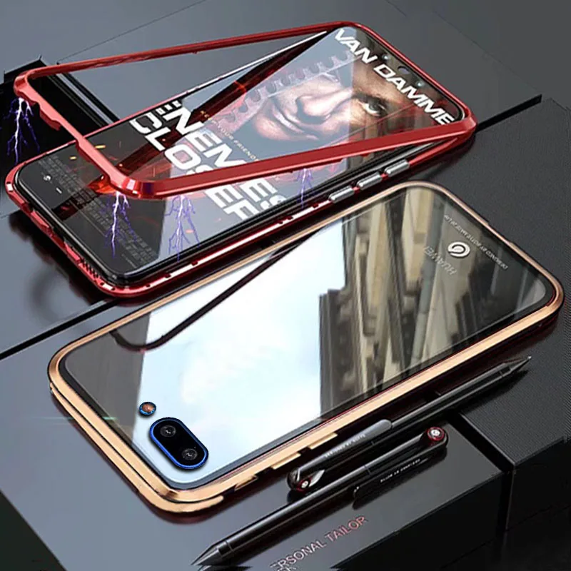 Чехол YonLinTan для Huawei Honor 10 lite Металлическая магнитная рамка жесткий чехол из