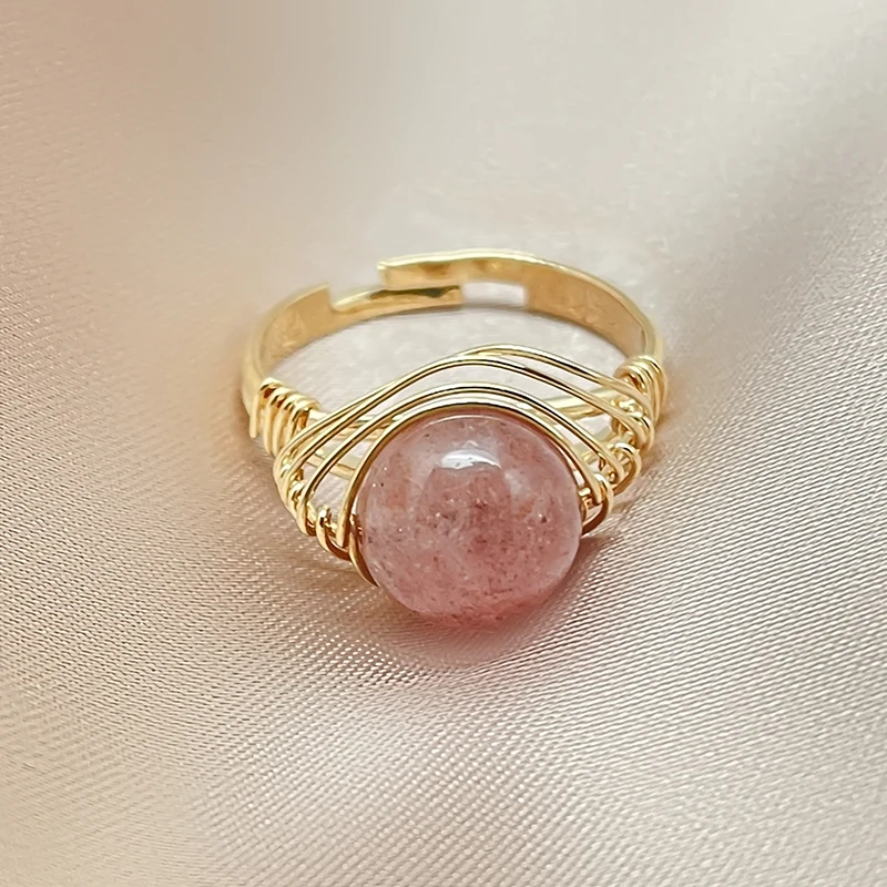 Женское кольцо для обертывания из проволоки с аквамарином натуральный кварц